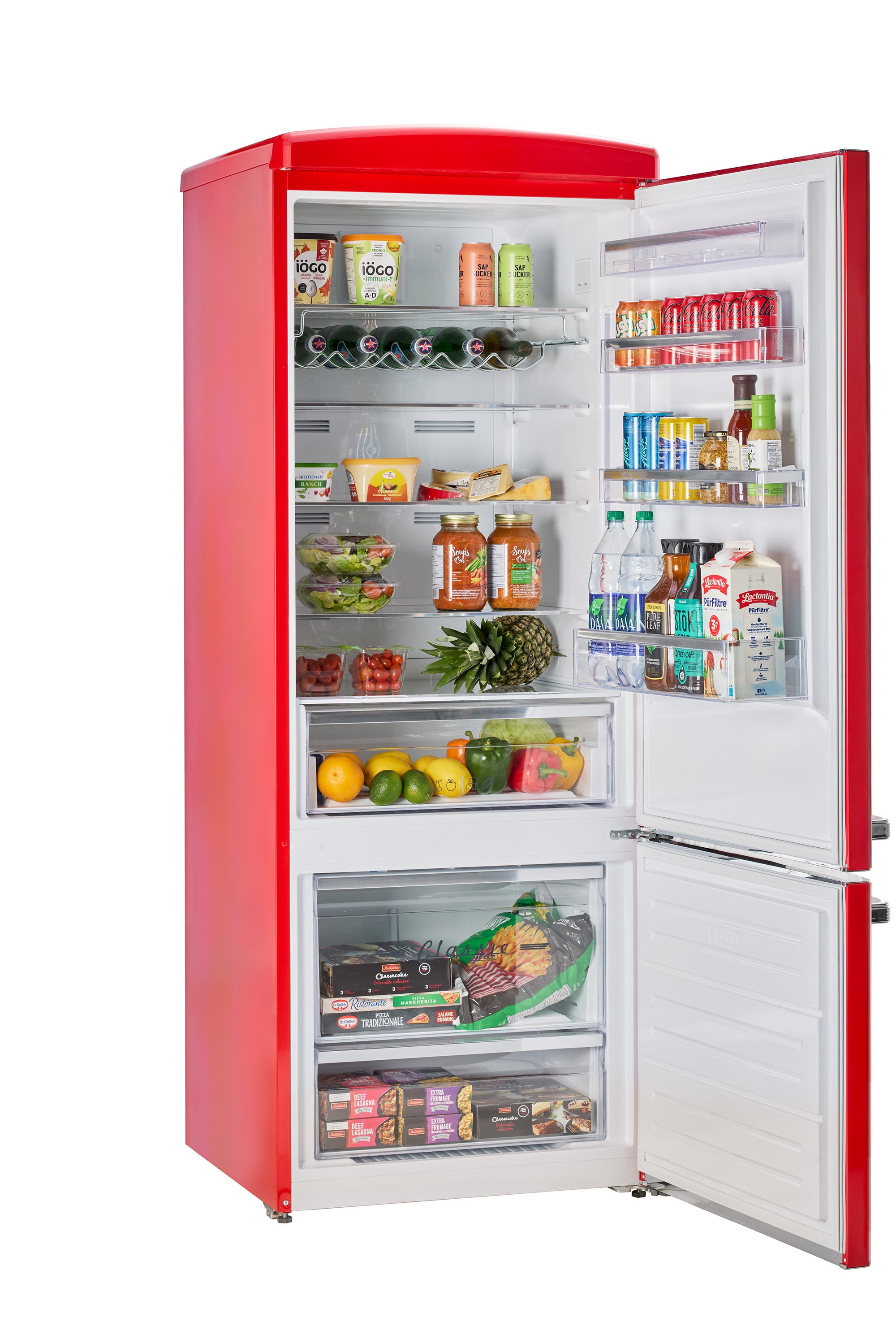 Unique 455L Candy Apple Red Bottom Mount Refrigerator – Unique