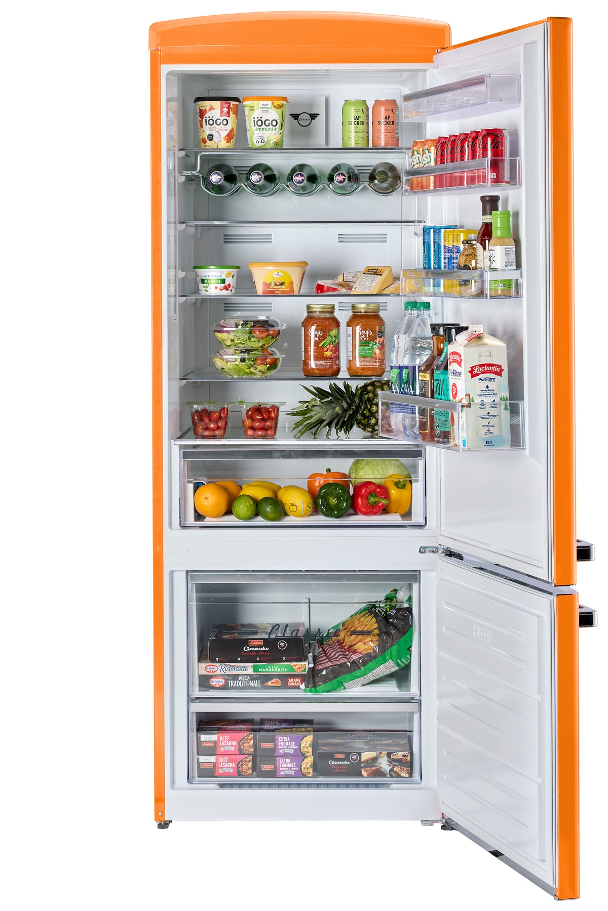 Unique 455L Creamsicle Orange Bottom Mount Refrigerator