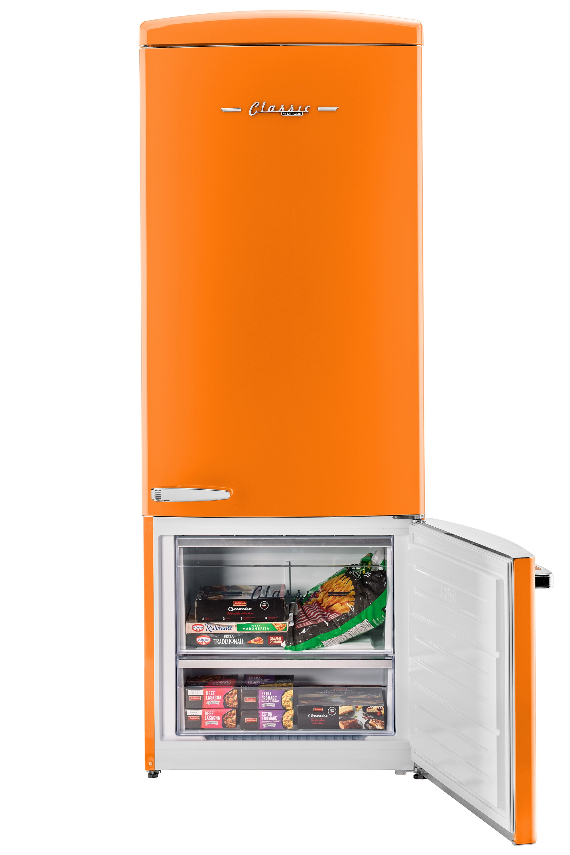 Unique 455L Creamsicle Orange Bottom Mount Refrigerator – Unique