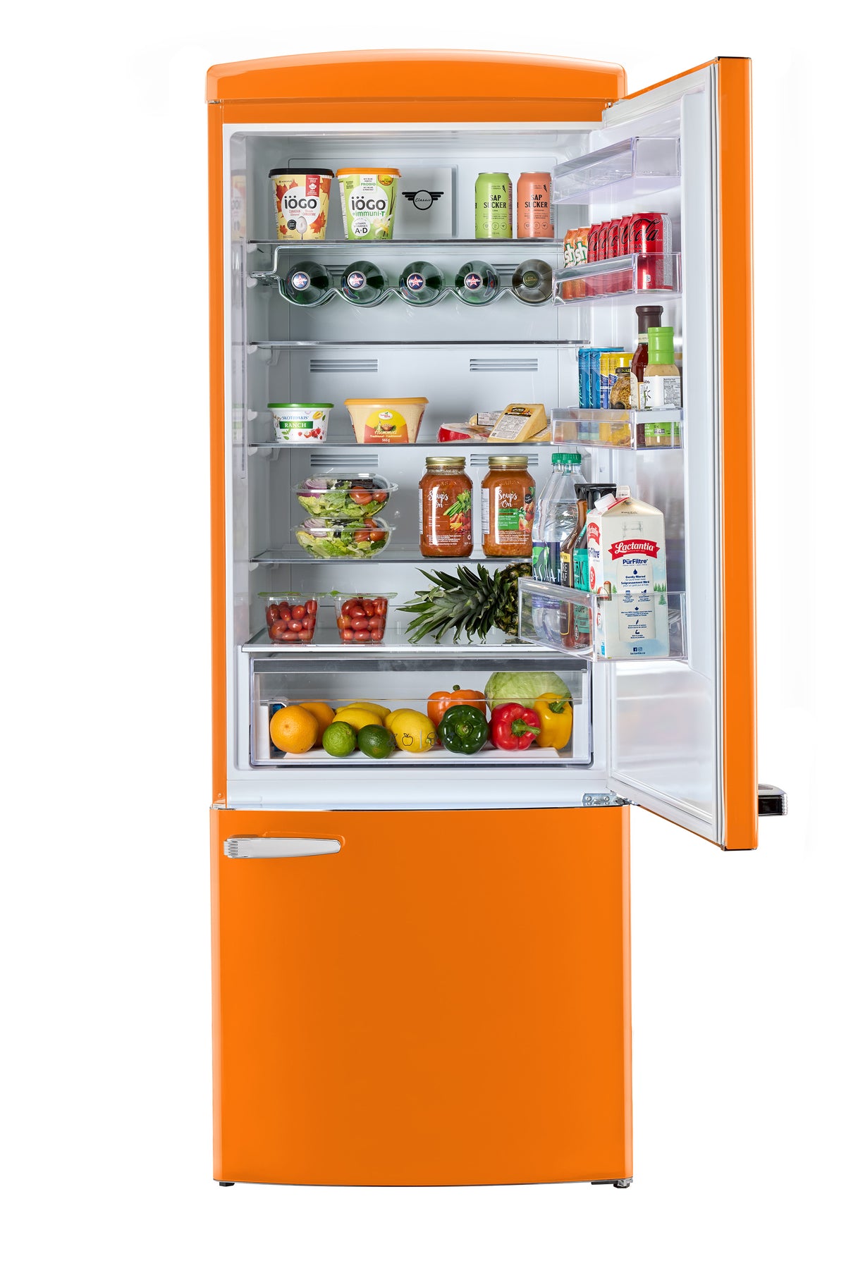 Unique 455L Creamsicle Orange Bottom Mount Refrigerator
