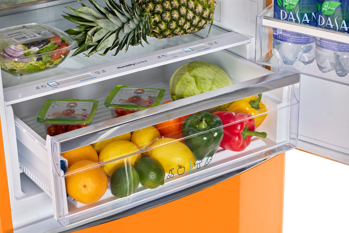 Unique 455L Creamsicle Orange Bottom Mount Refrigerator