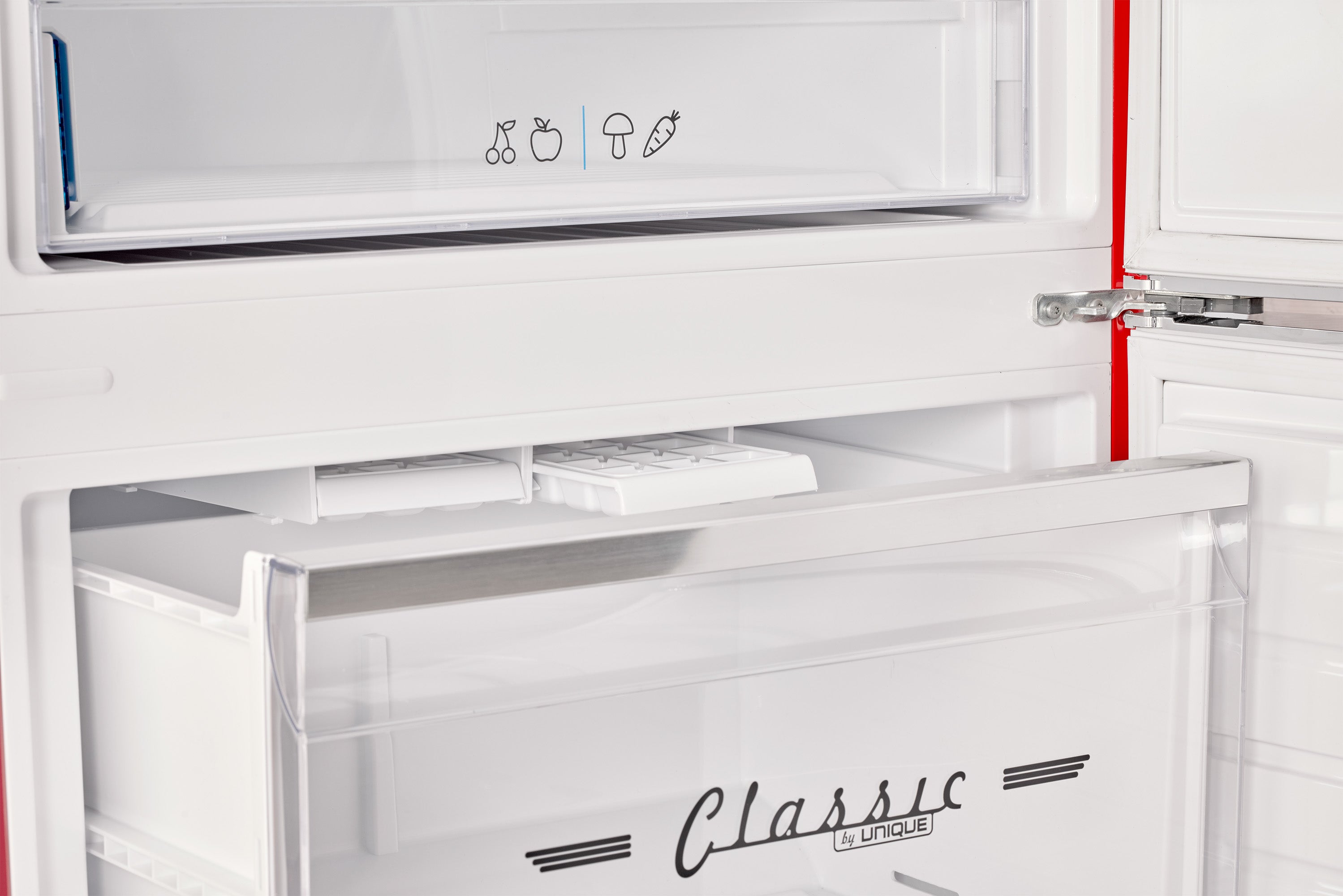 Unique 455L Candy Apple Red Bottom Mount Refrigerator – Unique