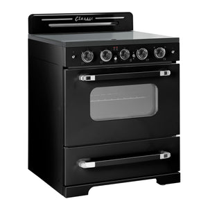 Unique 30' Classic Retro Midnight Black Electric Ceramic top Range