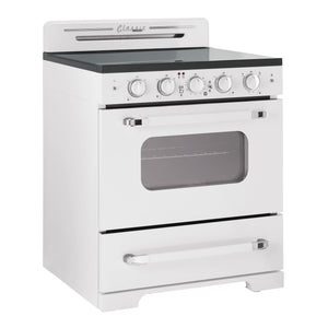 Unique 30' Classic Retro Marshmallow White Electric Ceramic top Range