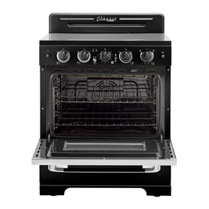 Unique 30' Classic Retro Midnight Black Electric Ceramic top Range