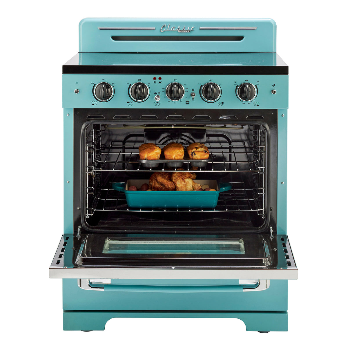 Unique 30' Classic Retro Ocean Mist Turquoise Electric Glass top Range