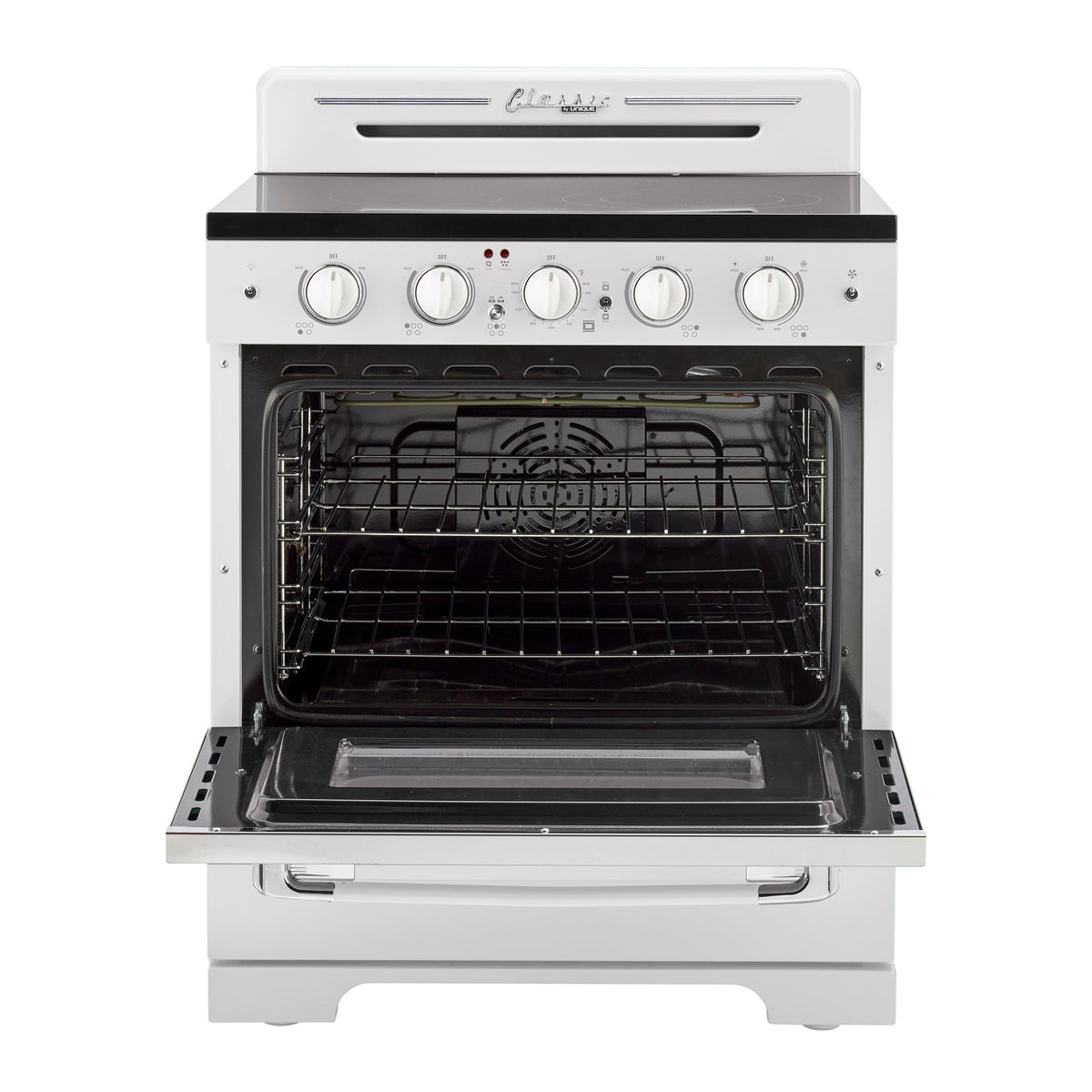 Unique 30' Classic Retro Marshmallow White Electric Ceramic top Range
