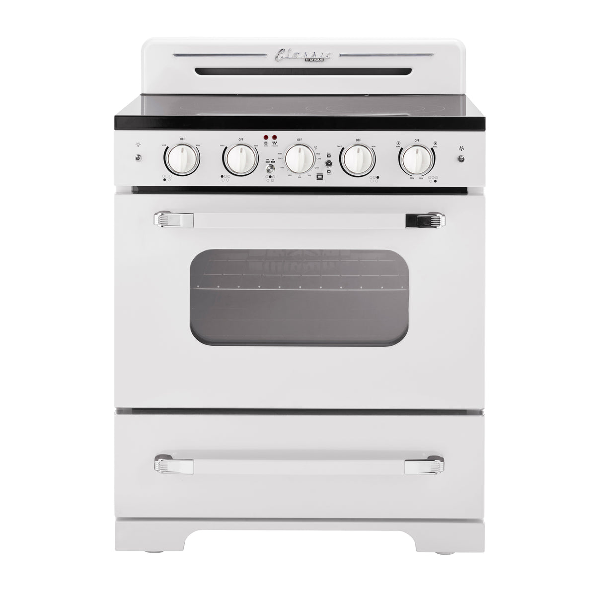 Unique 30' Classic Retro Marshmallow White Electric Ceramic top Range