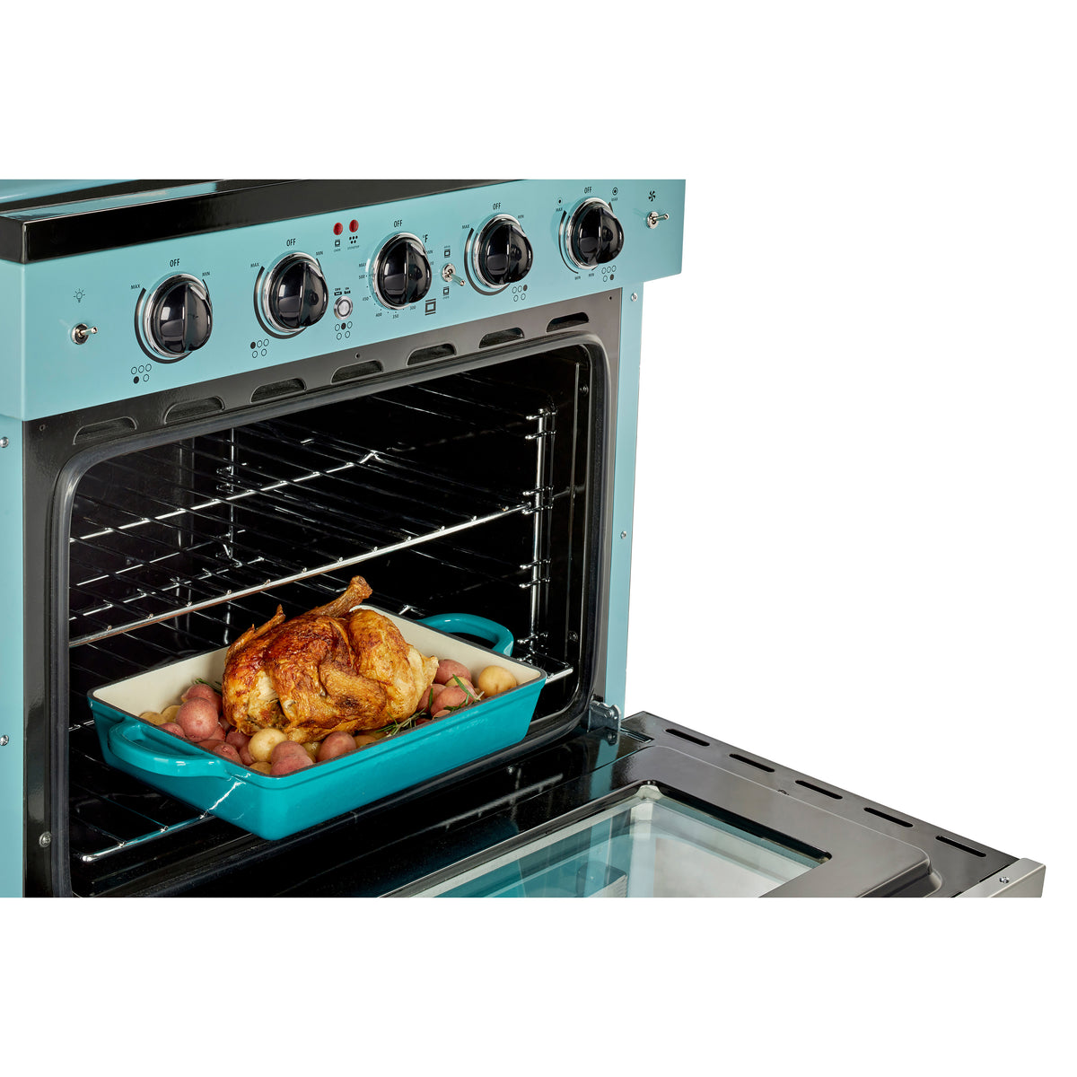 Unique 30' Classic Retro Ocean Mist Turquoise Electric Glass top Range
