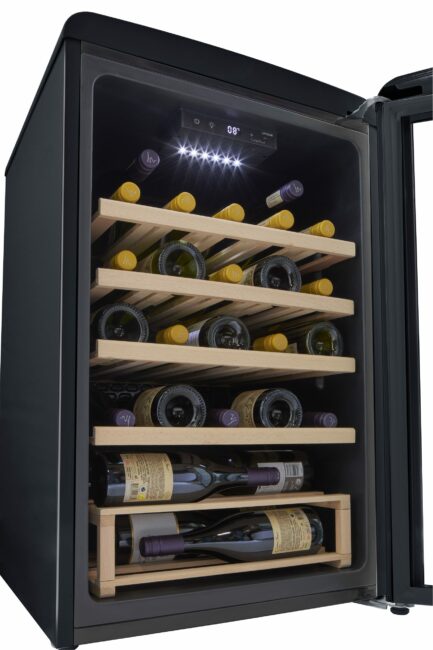 Unique 125 Litre Midnight Black Classic Retro Wine Refrigerator