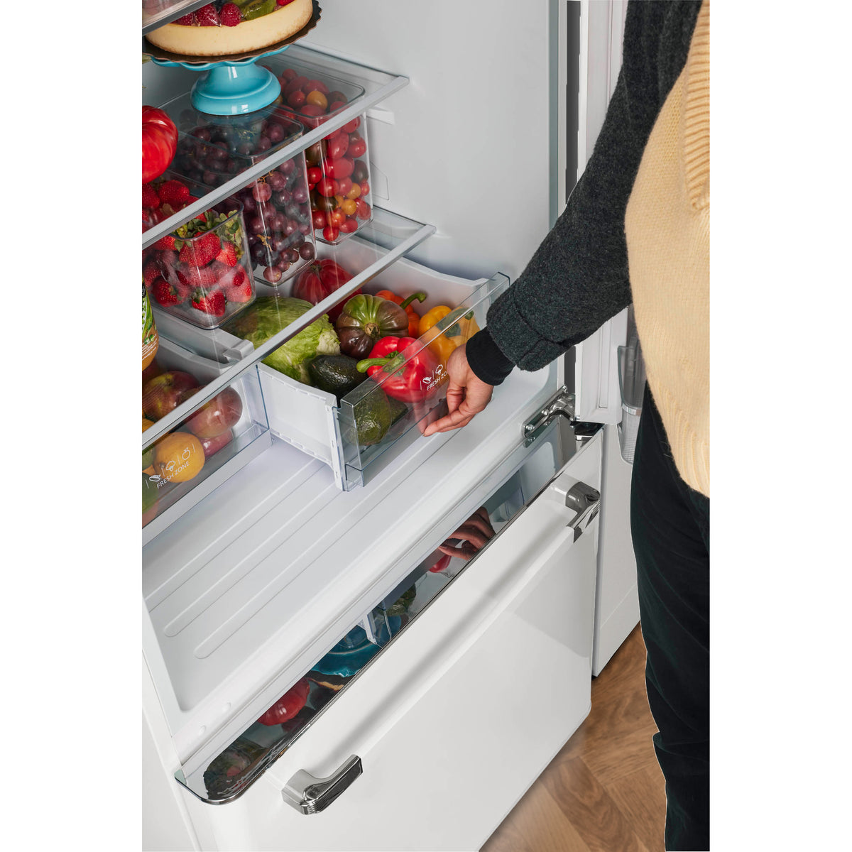 Classic Retro 30 in 17.7 cu. ft. Frost Free Retro Bottom Freezer Refrigerator in Marshmallow White, ENERGY STAR